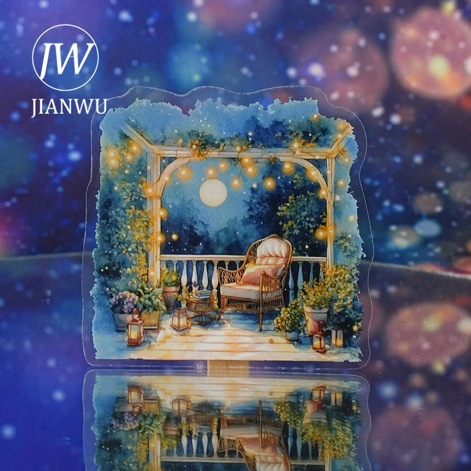 JIANWU Story of Light and Shadow Series Vintage Plant Window Landscape Material Collage PET Sticker Creative Journal Stationery view 4
