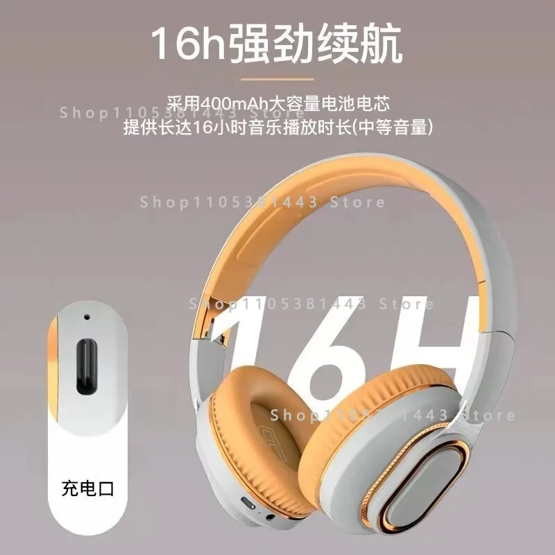 Foldable, retractable wireless headphones with deep bass and stereo sound