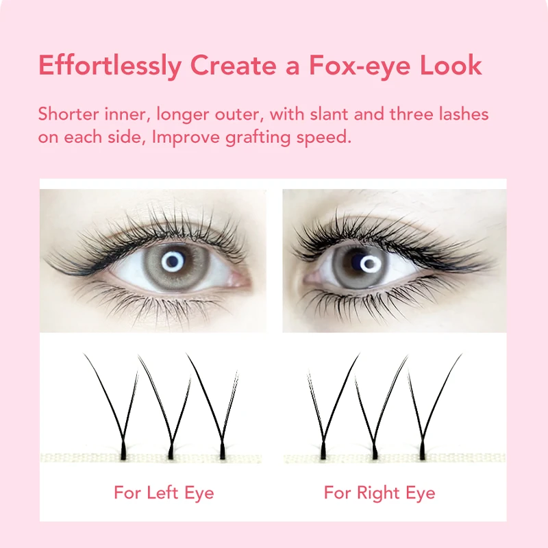 DIYDAY YY Fox Eyelash Extension Three layers Y Shaped Premade False Lashes Left and Right YY Fox Eyelashes Elongated your eyes