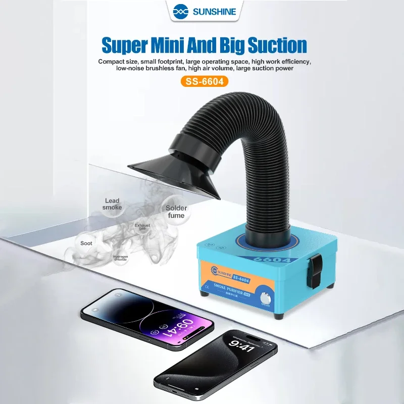 Purificateur de fumée métallique SUNSHINE SS-6604 pour soudure manuelle et marquage laser – Purification efficace, filtration, outils d'entretien