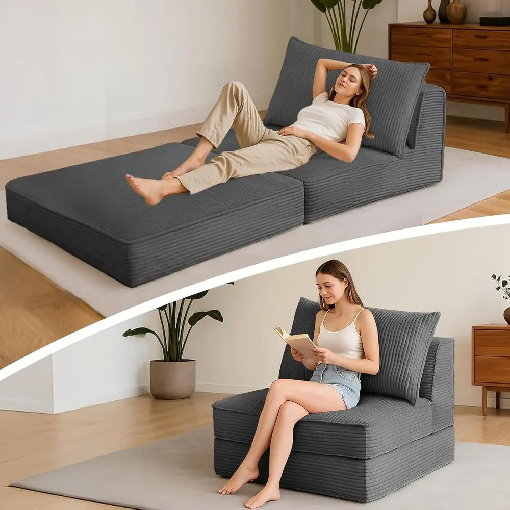 olding Soa ed, Convertile Sleeper Chair with Pillow,Corduroy Comy loor uton or Living Room edroom,ern Accent Reading Chair,No As
