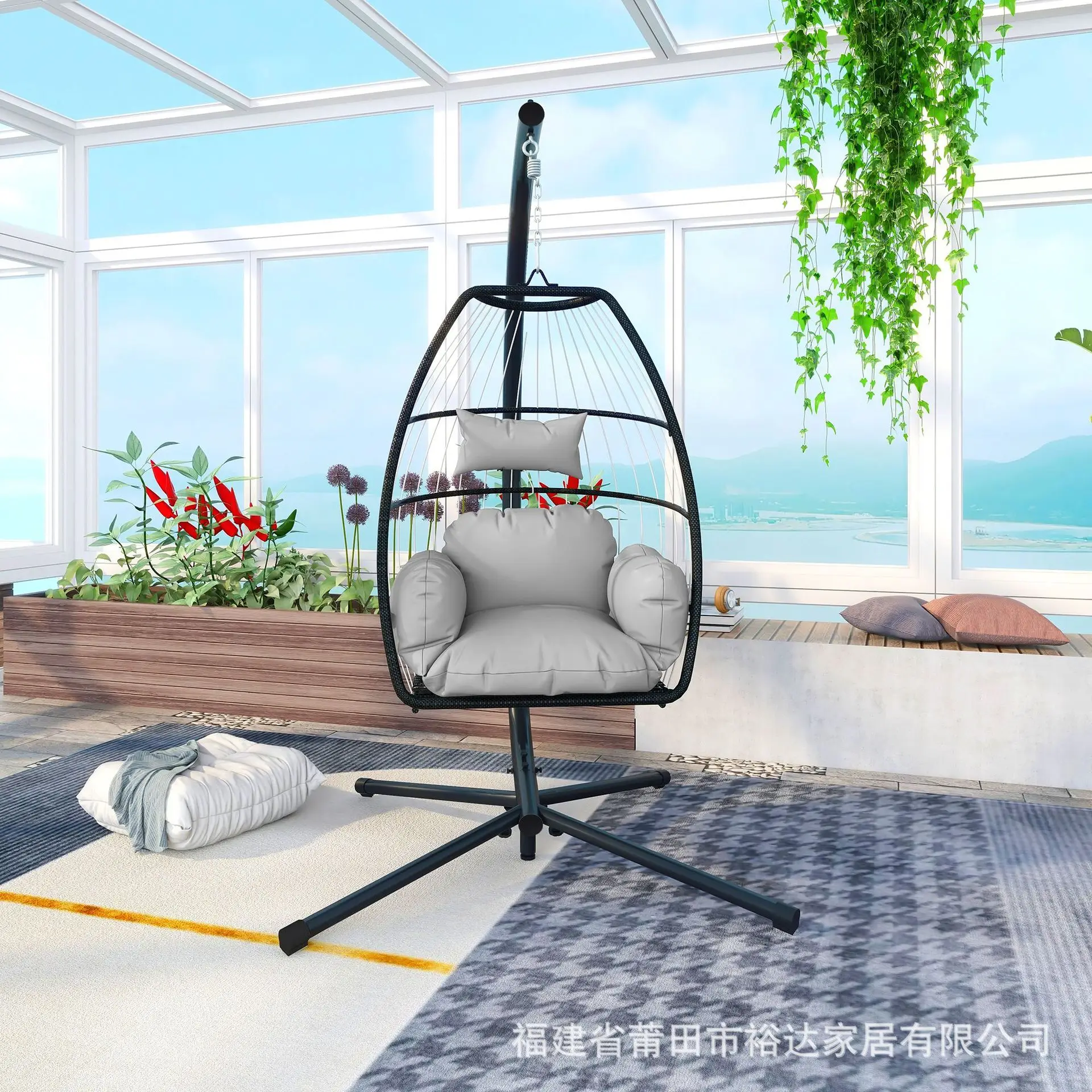 HYS outdoor leisure wrought iron hanging basket, balcony courtyard swing bird's nest hanging chair lazy indoor chair
