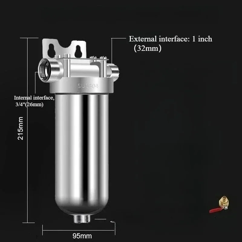 Filtre à eau de puits pour toute la maison, pré-filtre en acier inoxydable 304 avec haut débit et fo