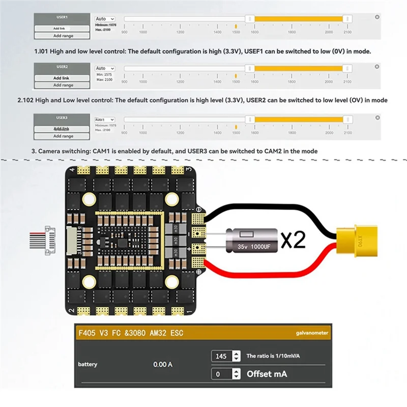 Durable-F480 V3 FC & ESC FPV Stack F405 Controlador de vôo V3 + 80A AM32 ESC Duplo BEC para RC FPV Drone