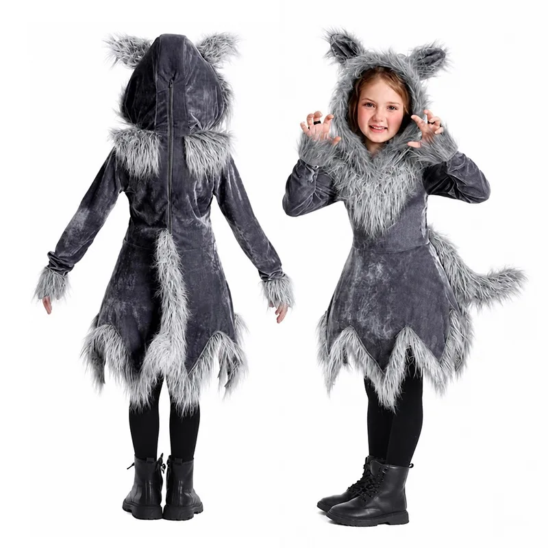 Halloween Cosplay Deluxe Plush Monster Animal Costume Adult Furry Wolf Girl Cosplay Costume Halloween Costumes Women Fancy Party