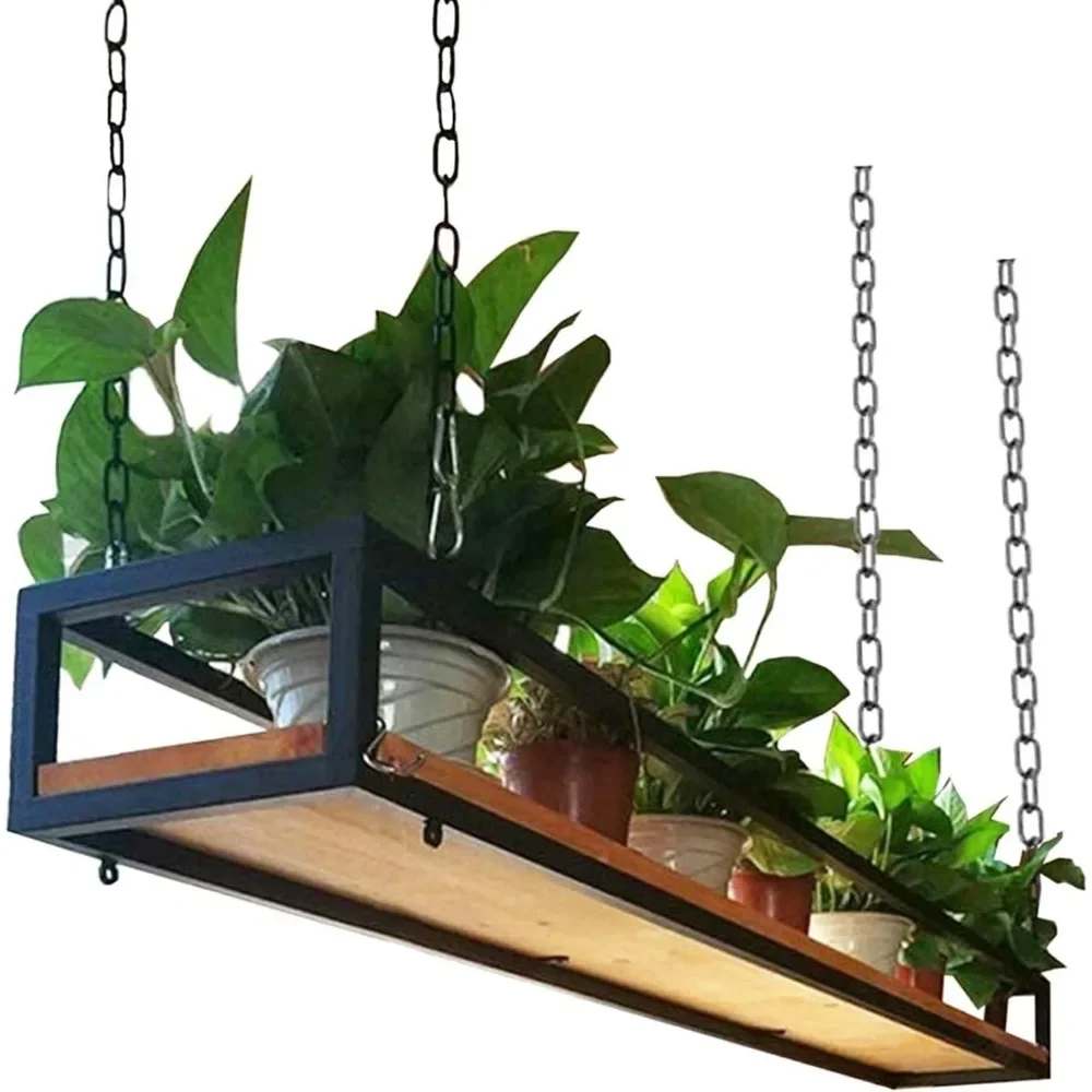 

Floating Plant Shelves, Ceiling Plant Storage Holder Hanging Shelving Flower Pot Stand Metal Kitchen Storage Rack Bar Shelves,