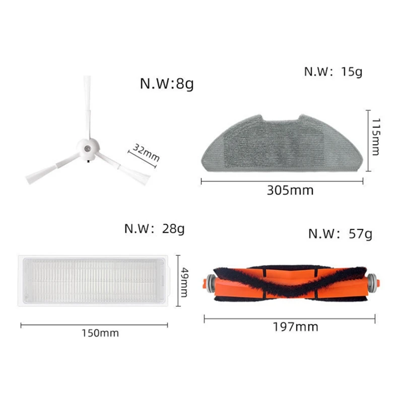 Kit de accesorios de 14 Uds para Robot aspirador Xiaomi Mop 2 Lite / Mi Robot aspirador Mop 2 Pro / MJSTL / MJST1S / MJST1SHW piezas