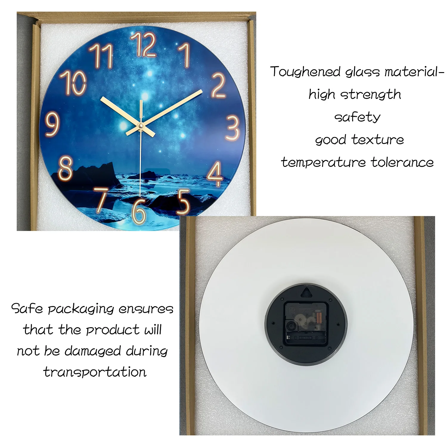 ساعة حائط زجاجية قطعة واحدة، ساعة حائط بتصميم نهر الجبل الأزرق على شكل نجمة زرقاء، ساعة حائط منزلية كتم الصوت، غرفة معيشة ديكور، غرفة نوم #5