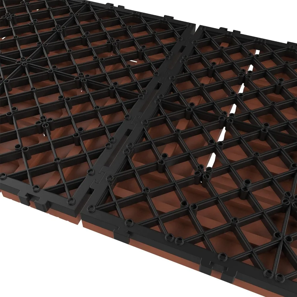 Outdoor Deck Tiles of Balcony Flooring Boasts A Design That Enables Airflow and Water Drainage for Durability（crimson ）24-Pack