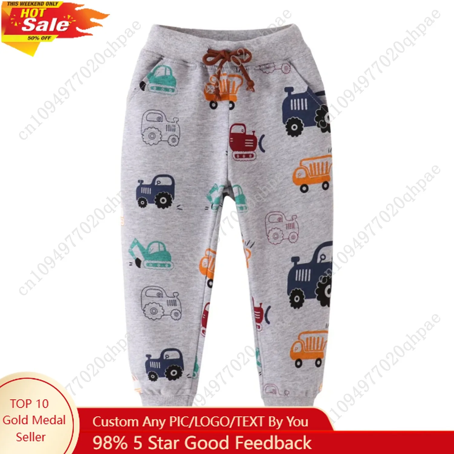 

Jumping Meters 2-7T Children's Cars Print Boys Girls Sweatpants Autumn Spring Baby Trousers Pants Sport Harm Kids Lose Pant