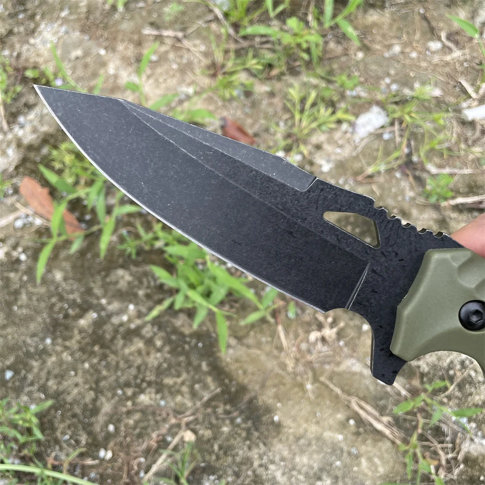 سكين جيب تكتيكي ثقيل الوزن، سكين تانغ كامل ذو شفرة ثابتة، سكاكين عسكرية قتالية، أداة دفاع عن النفس مع غمد
