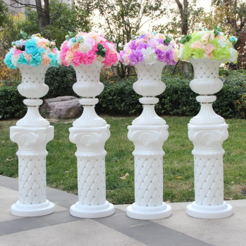 

White plastic Roman column street decoration for wedding favor party artificial flower decoration hotel mall open welcome leader