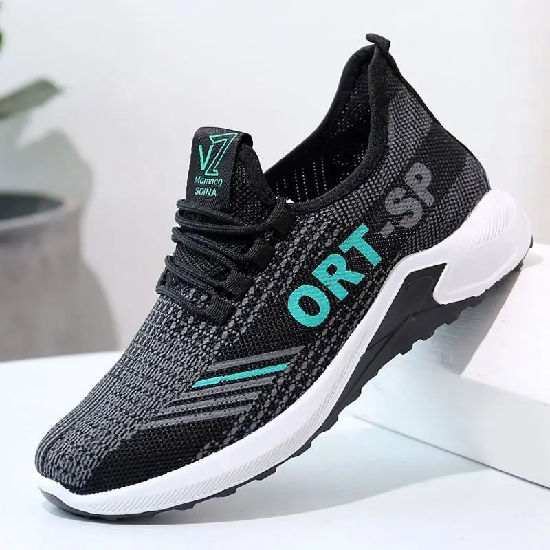 Casual Sneakers 2026 Summer New Trendy Flying Weaving Mens Running Shoes Low Cut Lightweight Gym Sports Shoes Men's Casual Shoes