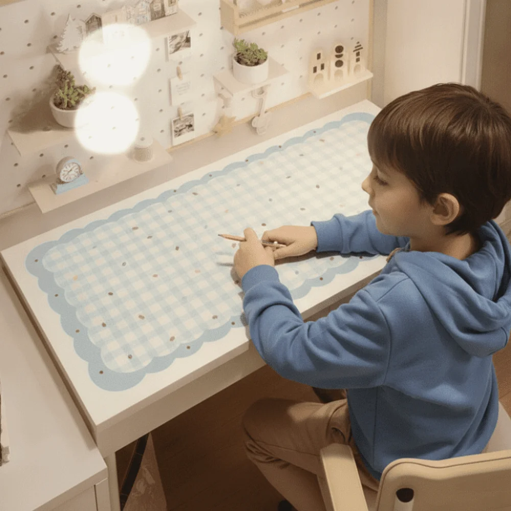 Writing Pad Gingham Cartoon Desk Mat Waterproof Wavy Keyboard Mat Large Thick Mouse Pad Dormitory