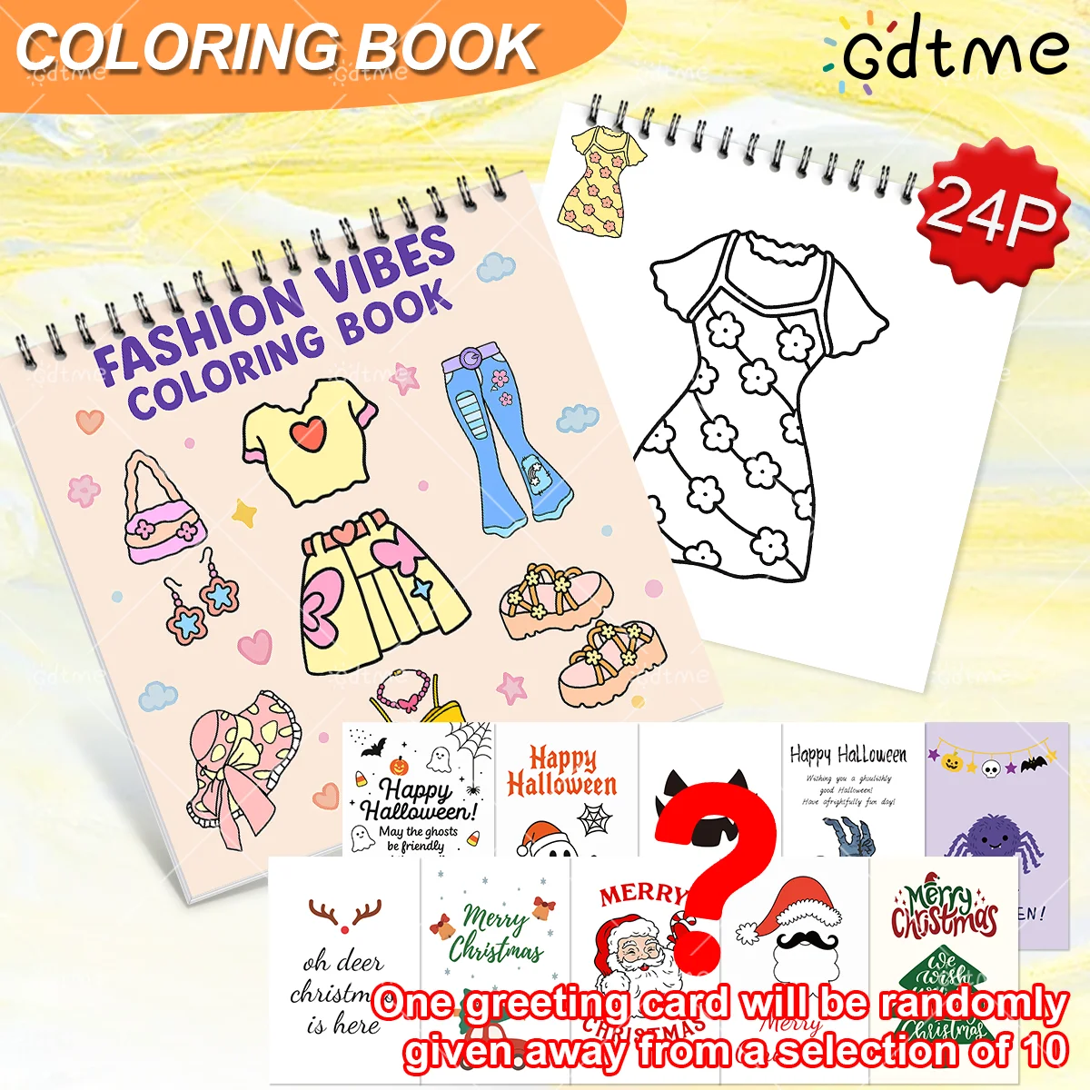 

FASHION VIBES Книжка-раскраска-толстая бумага для взрослых и подростков-милая уютная книга для снятия стресса, креативная милая книга для рисования, идея подарка своими руками ﻿