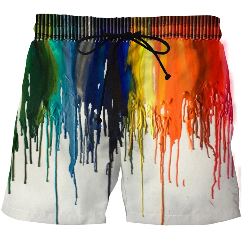 Slip de plage coloré en 3D pour homme, short de bain, pantalon cool, décontracté, confortable, skateboard, sport, été