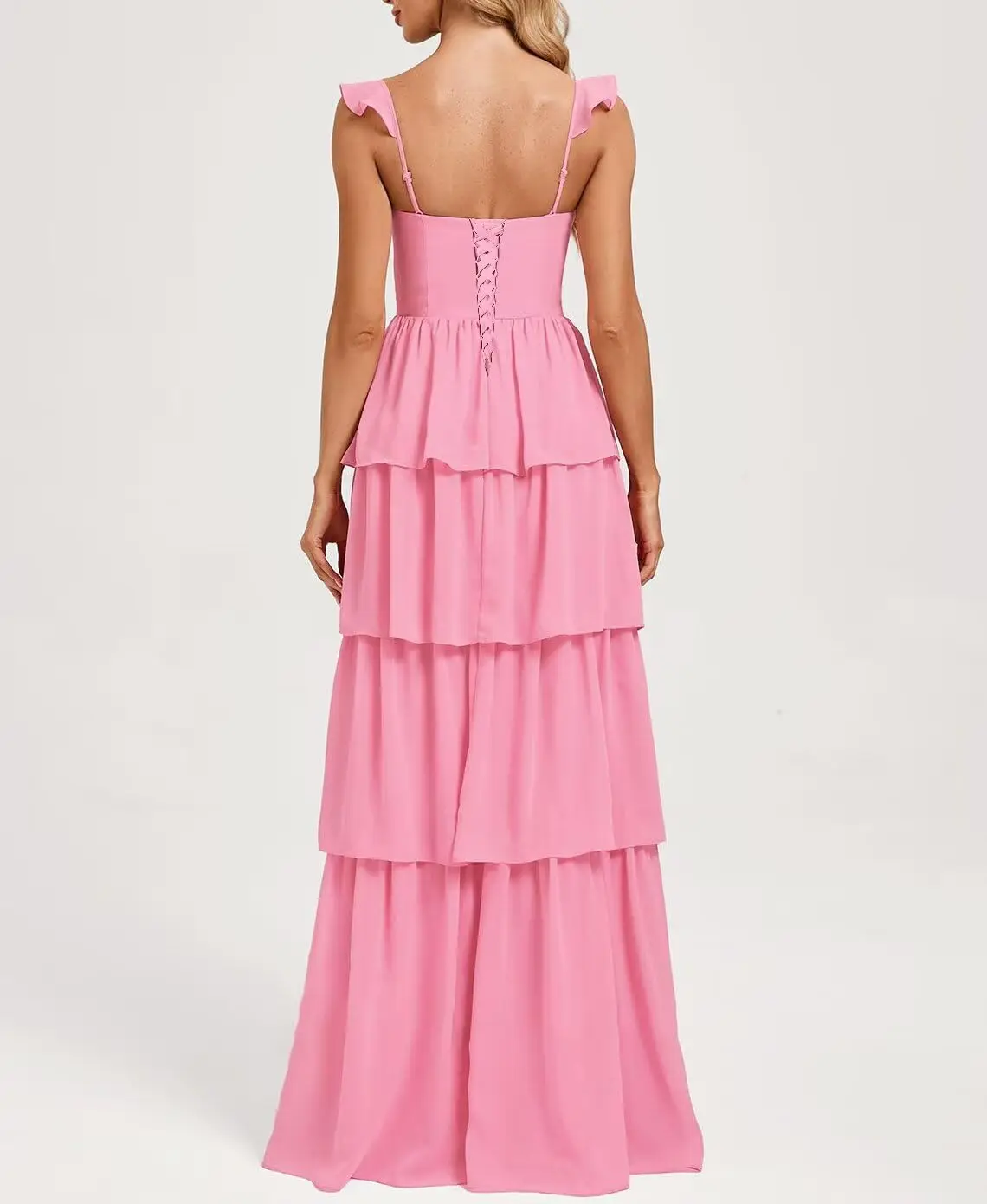 

Длинное свадебное платье подружки невесты, шифоновое многослойное вечернее платье с разрезом, рюшами на бретельках, женское элегантное вечернее платье, бальное платье