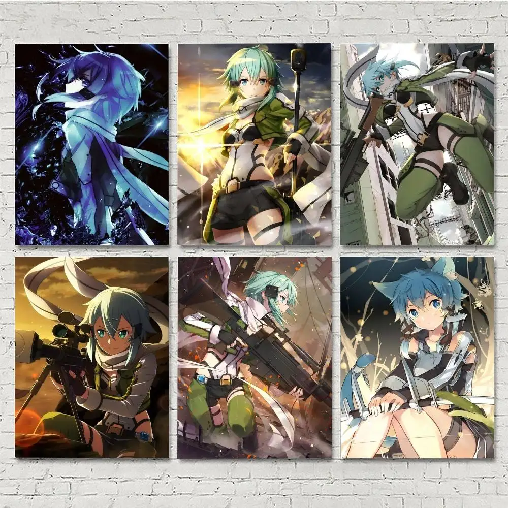 Pósteres de Anime S-Sword Art O-Online Sinon, impresión HD, decoración de pared vintage para el hogar, sala de estudio