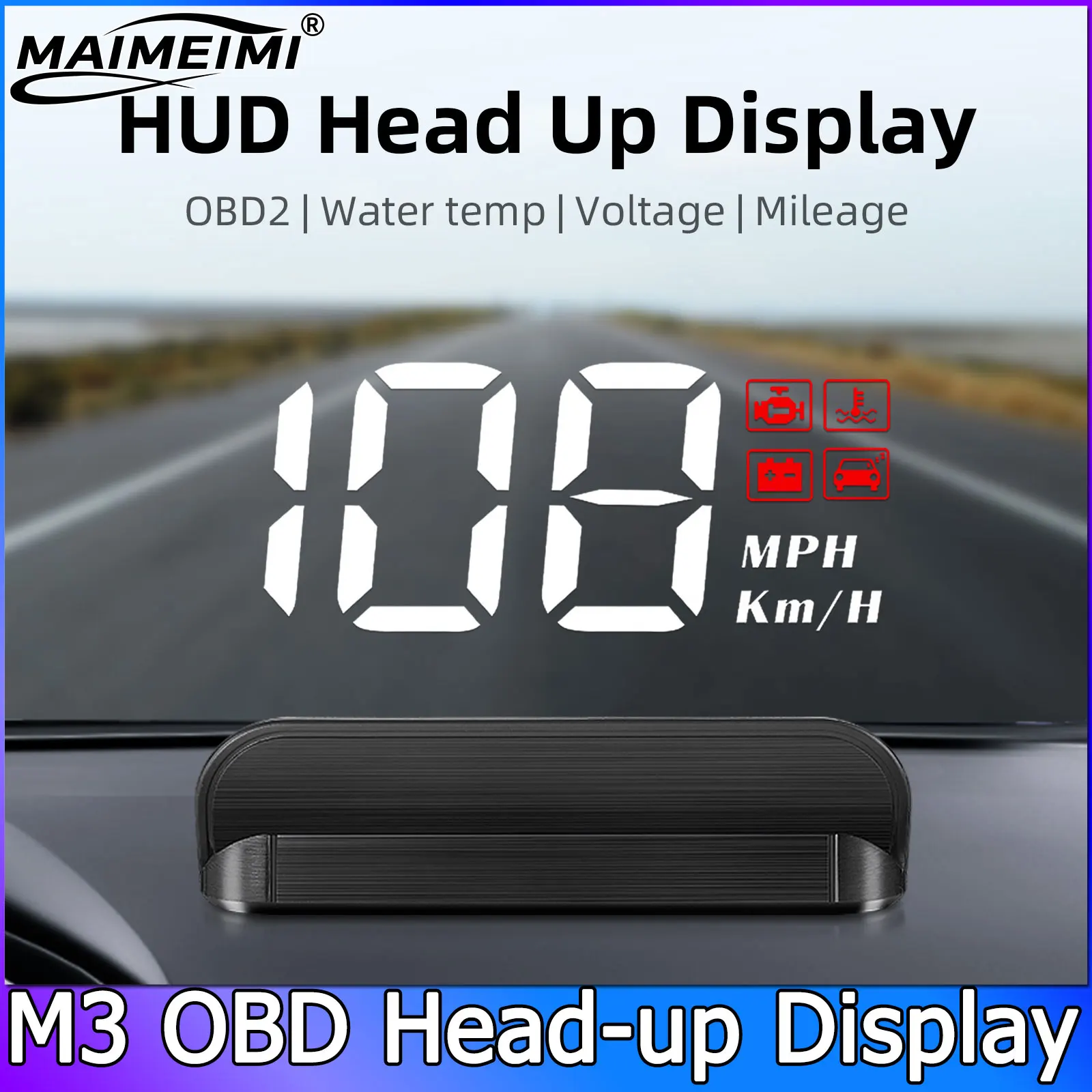 

Проектор на лобовом стекле M3 HUD OBD2, спидометр, проекционный дисплей, компьютер для вождения, сигнализация превышения скорости, температура воды, напряжение