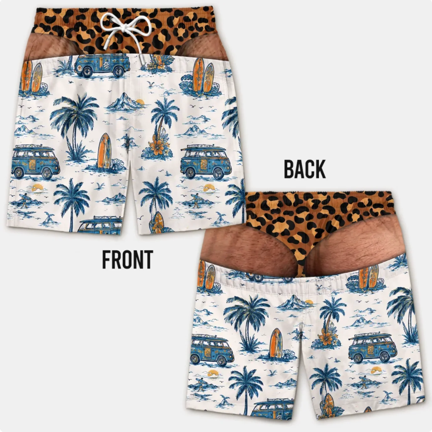 Funny Men's Swim Trunks Fake Underwear Beach Shorts, Wide Load Birthday Gag Gift Summer Vacation Gift for Men Hawaii Swim Trunk