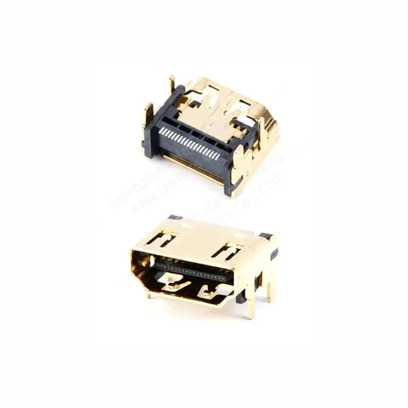 10PCS / 5PCS HDMI-Compatible Female Jack/Socket Connector 19PIN 19P Right Angle SMT SMD 90 Degree Gold-Plated HD 19 PIN