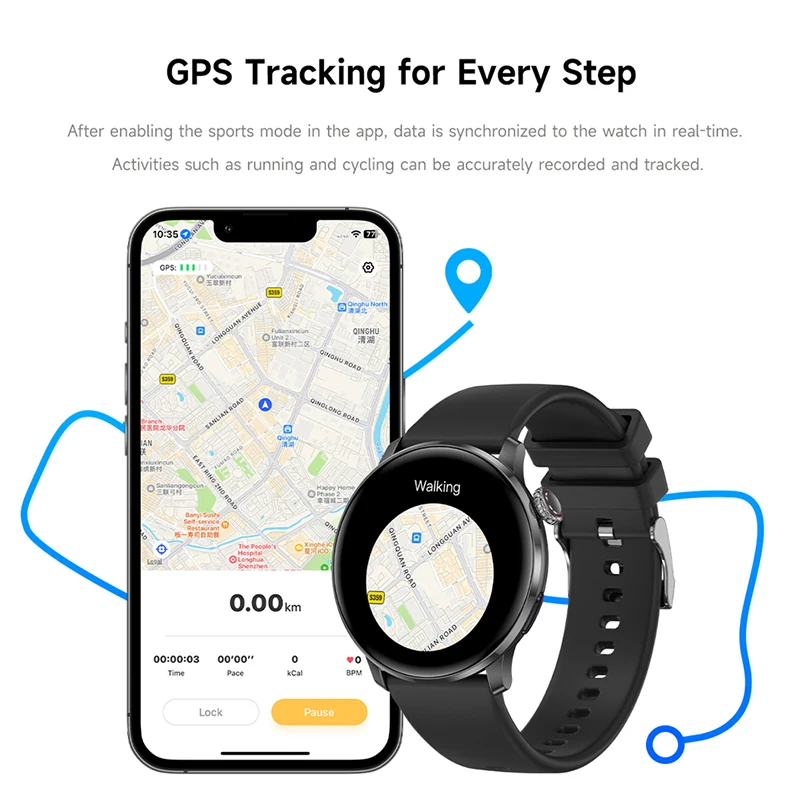 초박형 모델 스마트워치 남성용 GPS 트래커 150+ 스포츠 모드 방수 시계 1.43인치 심박수 블루투스 통화 스마트워치 2025