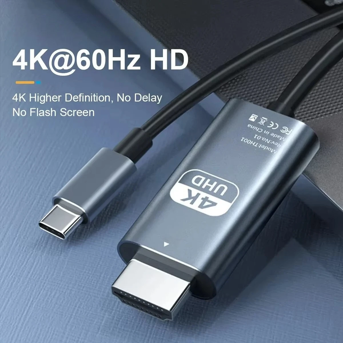 4K 60Hz HD Video Conversion Cable Typec To Hdtv Same Screen Cable TV Computer 2 Meters Braided Screen Projection Cable