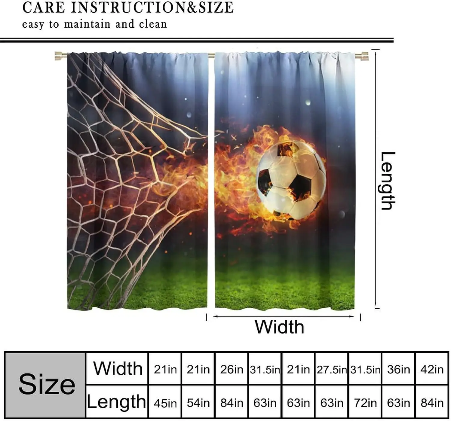 Dramatic Soccer Goal Curtain Waterproof Shower Curtain Football Sports Fan Home Decor Accent Wall Hanging