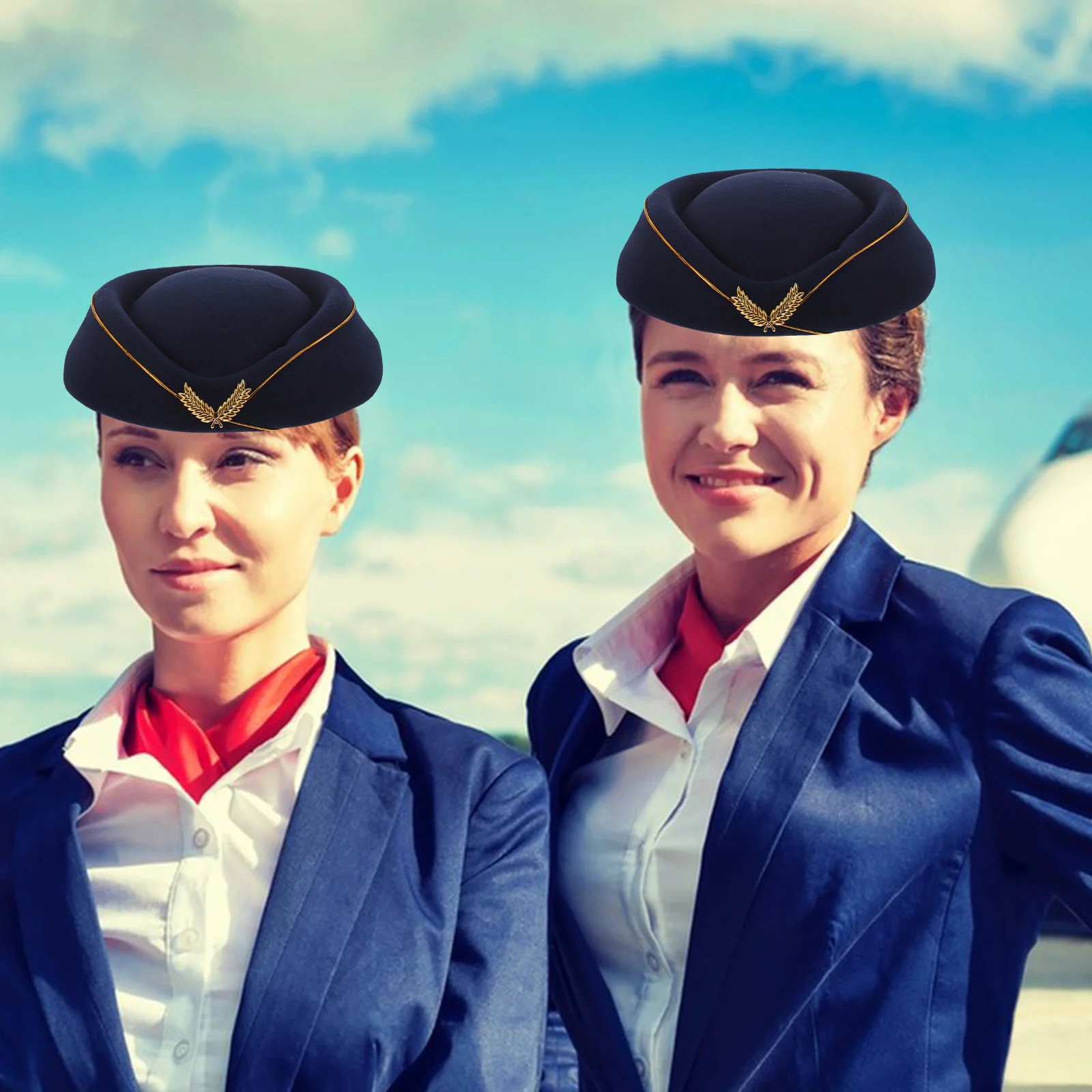 여성 승무원 코스프레용 레트로 여행가방 모양 프로펠러 모자, 팬시 드레스 액세서리, 빈티지 스타일