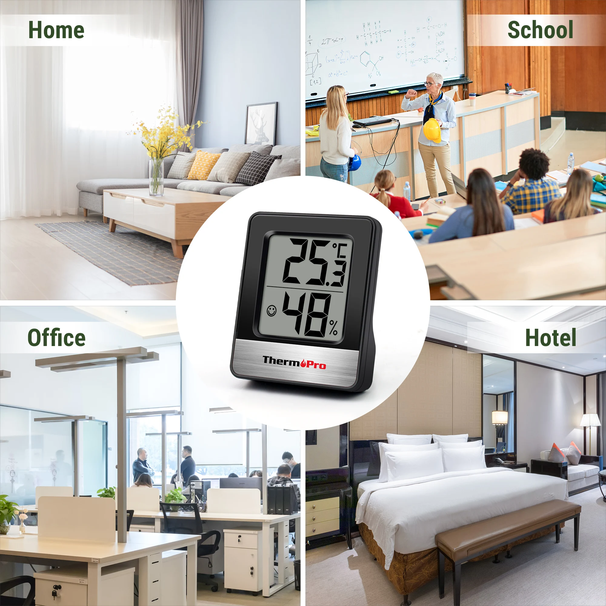 ThermoPro TP49 Mini Digital Indoor Room Thermometer Hygrometer For Home Weather Station Black White