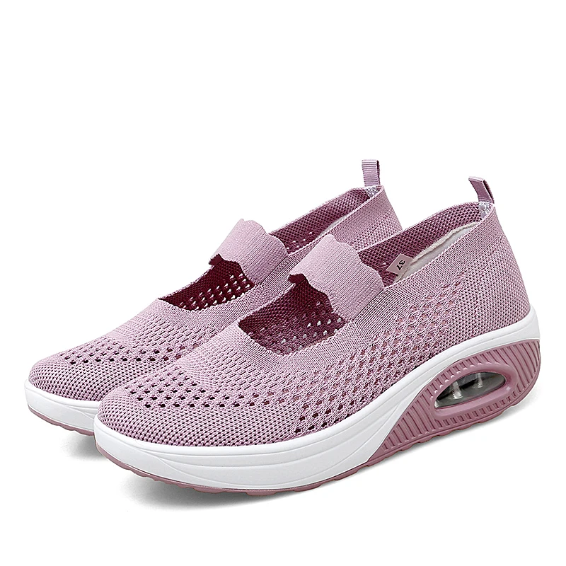 Flat Platform Sneakers Women Shoes Summer Breathable Slip on Walking Shoes for Mother Tenis Feminino