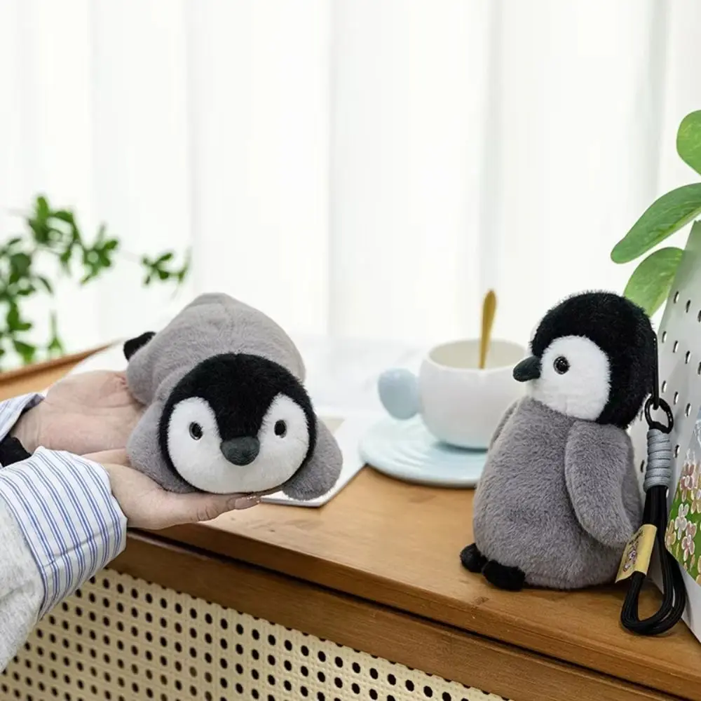 Mochila decoração bonito pinguim chaveiro de pelúcia dos desenhos animados pinguim de pelúcia pingente animal simulação pinguim travesseiro macio unisex