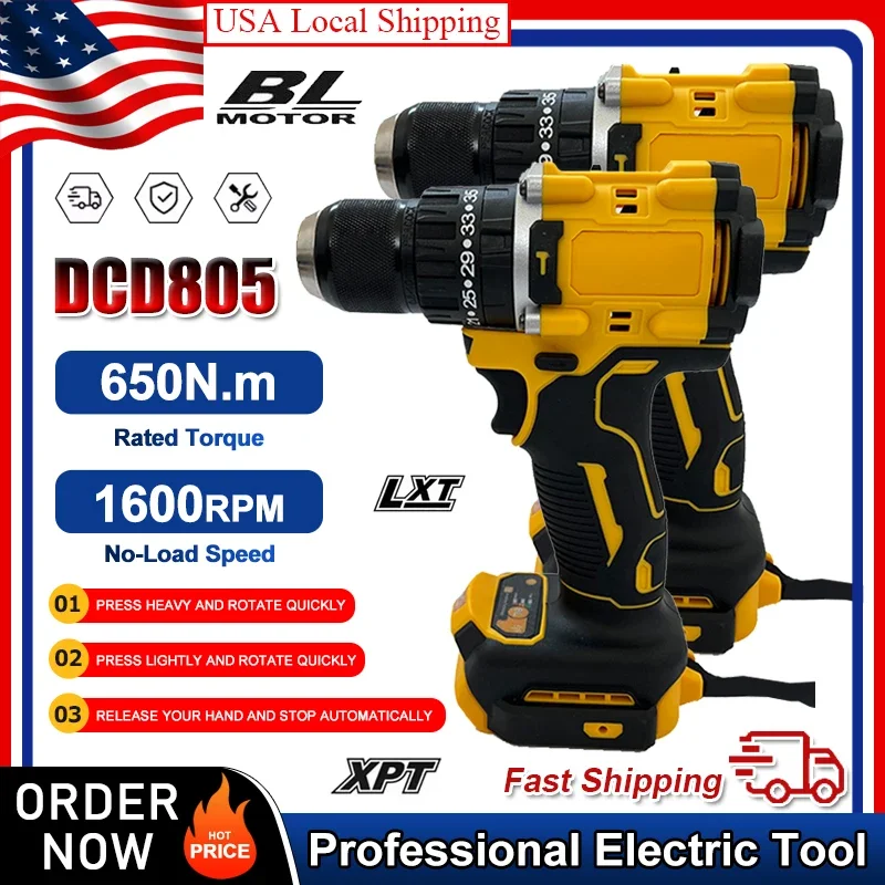 

Fit DEWALT DCD805 Brushless Impact Drill Cordless Electric Driver Multi-Function Hand Drill Variable Speed Powerful ElectricTool