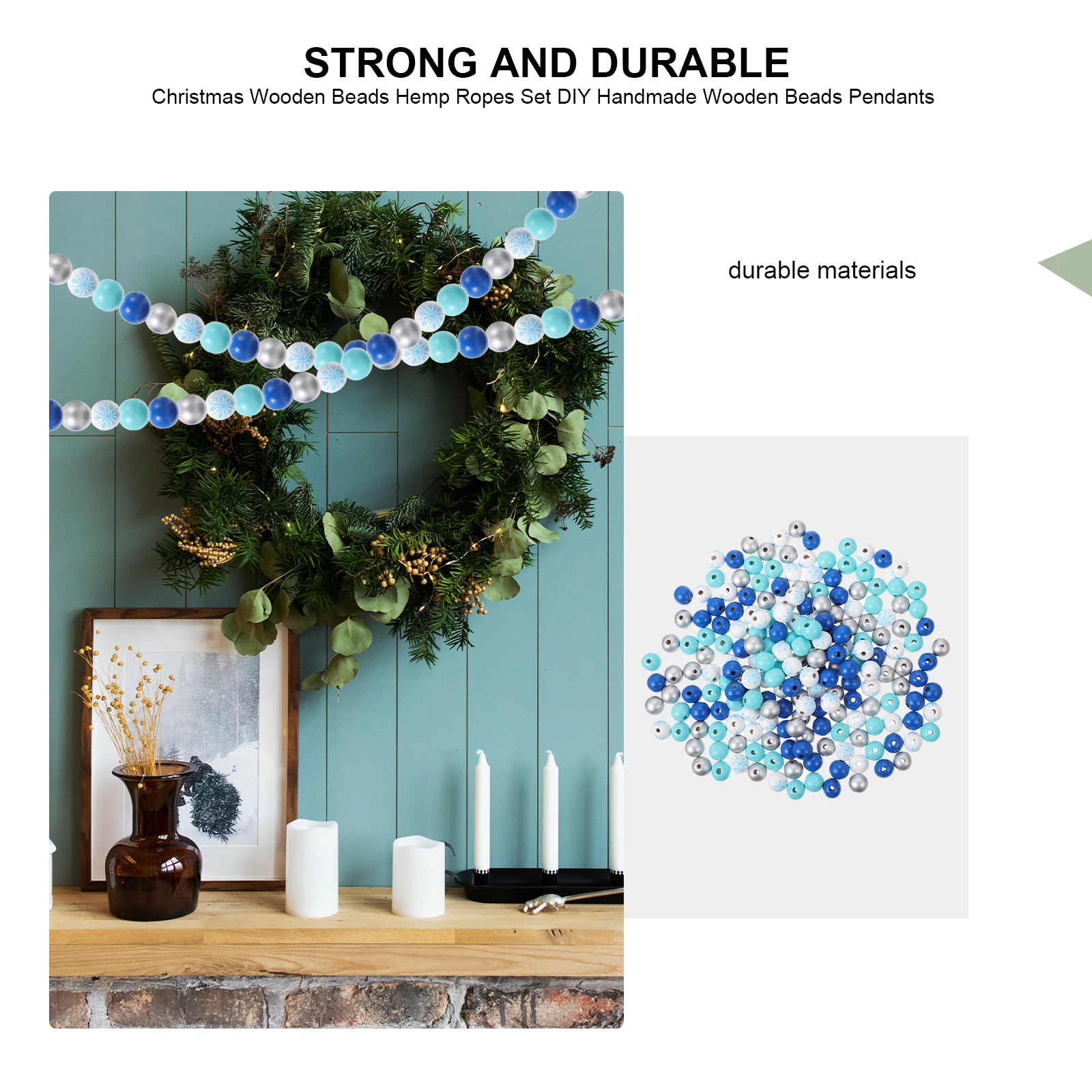 1 مجموعة عيد الميلاد فضفاض الخرز Diy بها بنفسك حبة خشبية فاصل المجوهرات ل اليدوية الحرفية سوار قلادة حلم الماسك قلادة الزخرفية #1