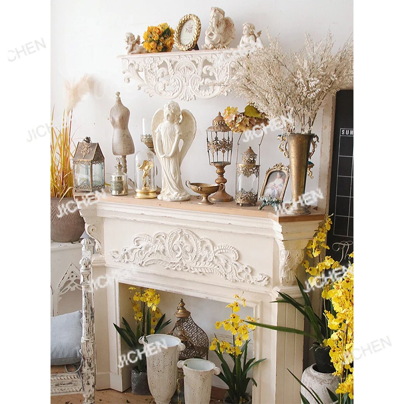 Mensola per mensola in corbel bianco invecchiato, paese francese, decorazione del soggiorno, 31 pollici