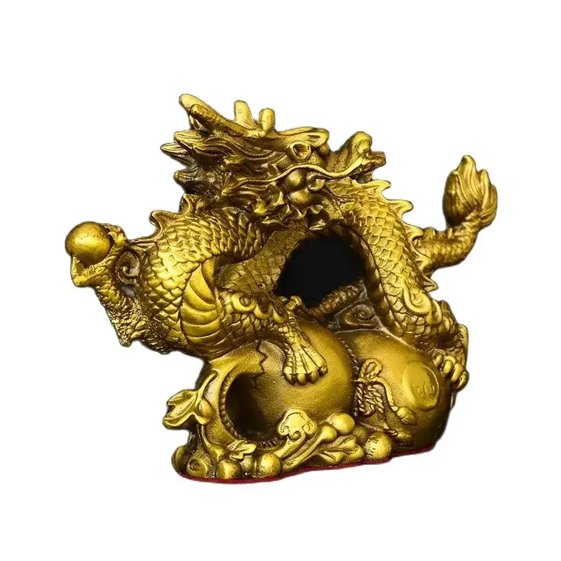 Wholesale precision brass Feng Shui divine beast dragon ornaments brass gourd zodiac dragon home decoration crafts for living r