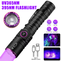 Portable USB UV Ultraviolet Black Light 395nm/365nm LED Flashlight 1 Mode Zoom Torch Pet Urine Stains Scorpion Amber Detector