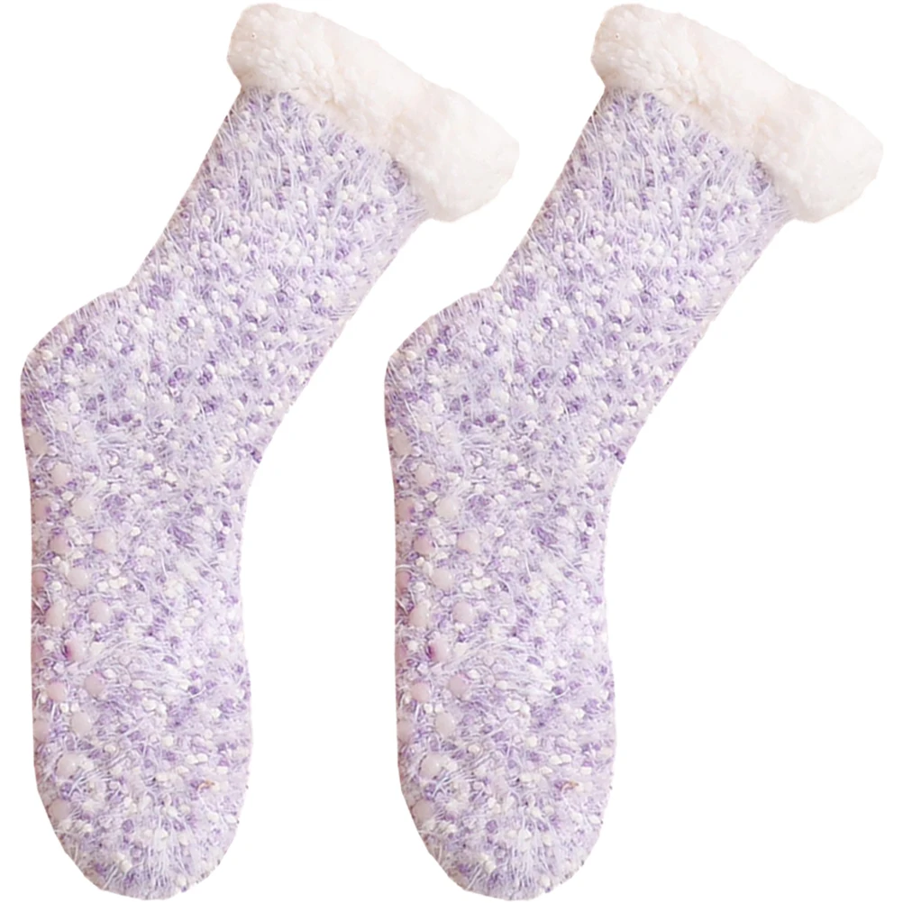 

Warm Fuzzy Women Anti Slip Bottoms Soft Polyester Nonslip Floor Thermal Nonslip Floor Socks Bed Winter Socks Ladies Gifts