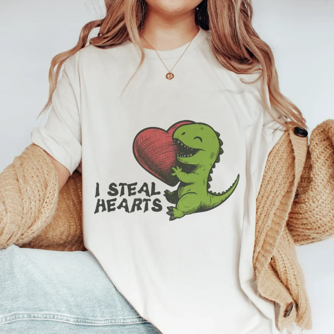 Camiseta con patrón, camiseta de estilo informal dulce, camiseta bonita estampada de manga corta con cuello redondo, top para mujer del Día de San Valentín, hermosa camiseta