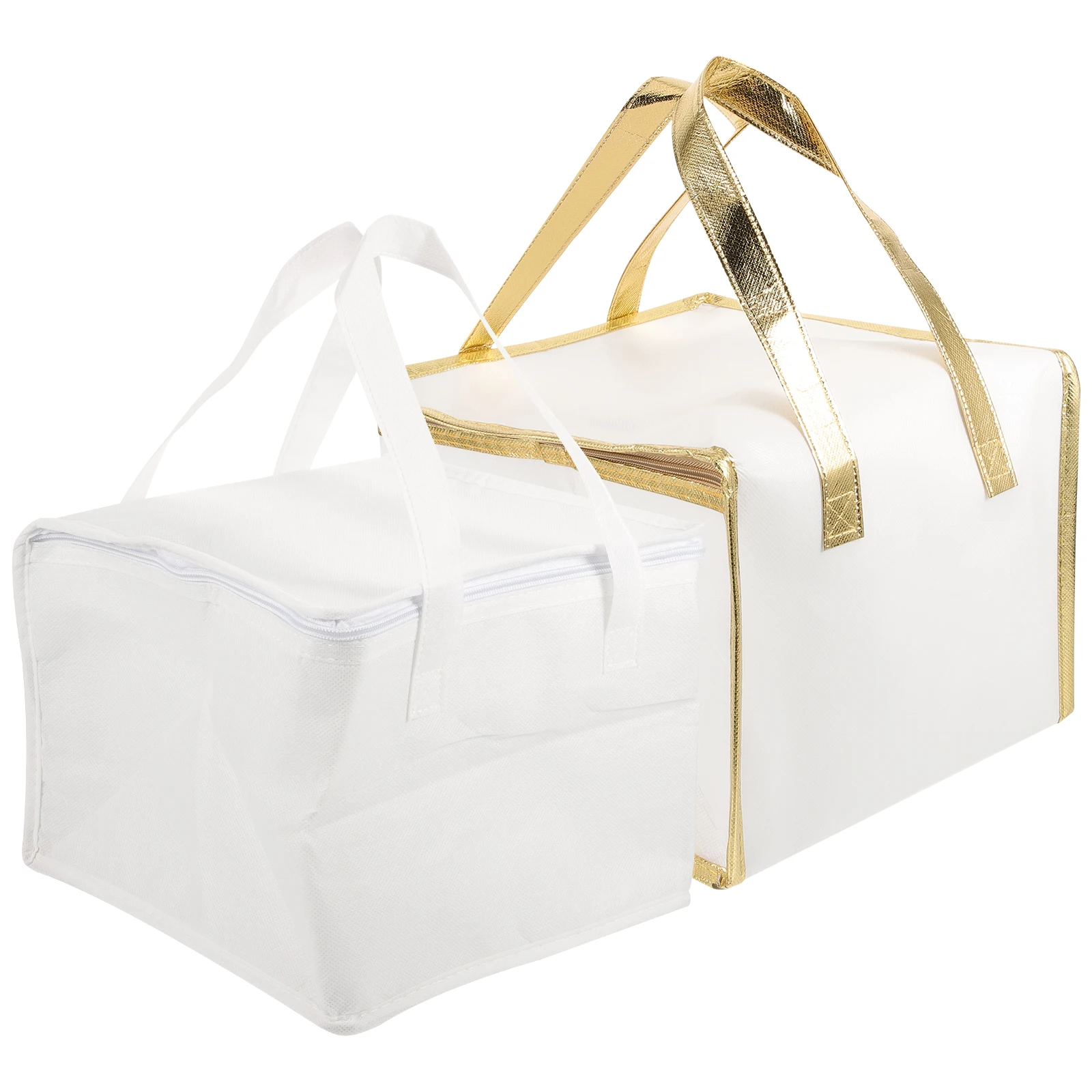 

2pcs Insulated Bags 6 Inch Single Layer 26x26x20cm White Waterproof Cooler Thermal Grocery Bag Storage Food Delivery Kitchen