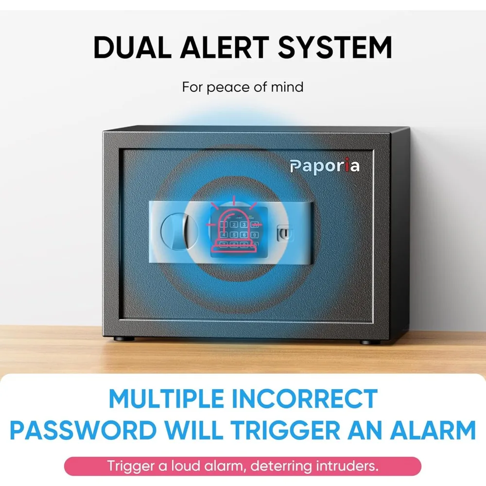 Cofre com teclado digital com alarme, 0,6 pés cúbicos para segurança doméstica ou comercial