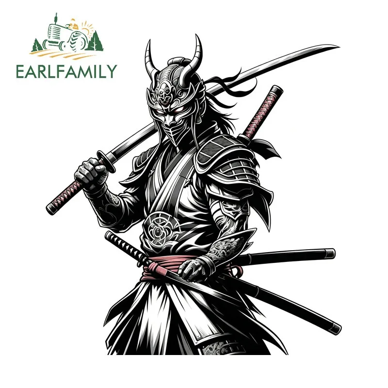 EARLFAMILY Samurai Car Sticker Humorous Occlusion Scratch Campervan Bumper Refrigerator Auto Decal Waterproof Car Accessories