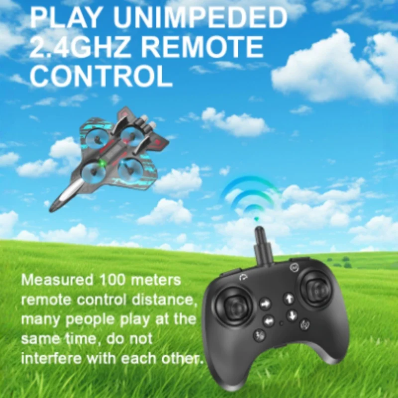 2.4G Remote Control Fighter Electric Foam Glider Stunt Tumbling UAV Hovering Helicopter with LED Colorful Lights Aircraft Model