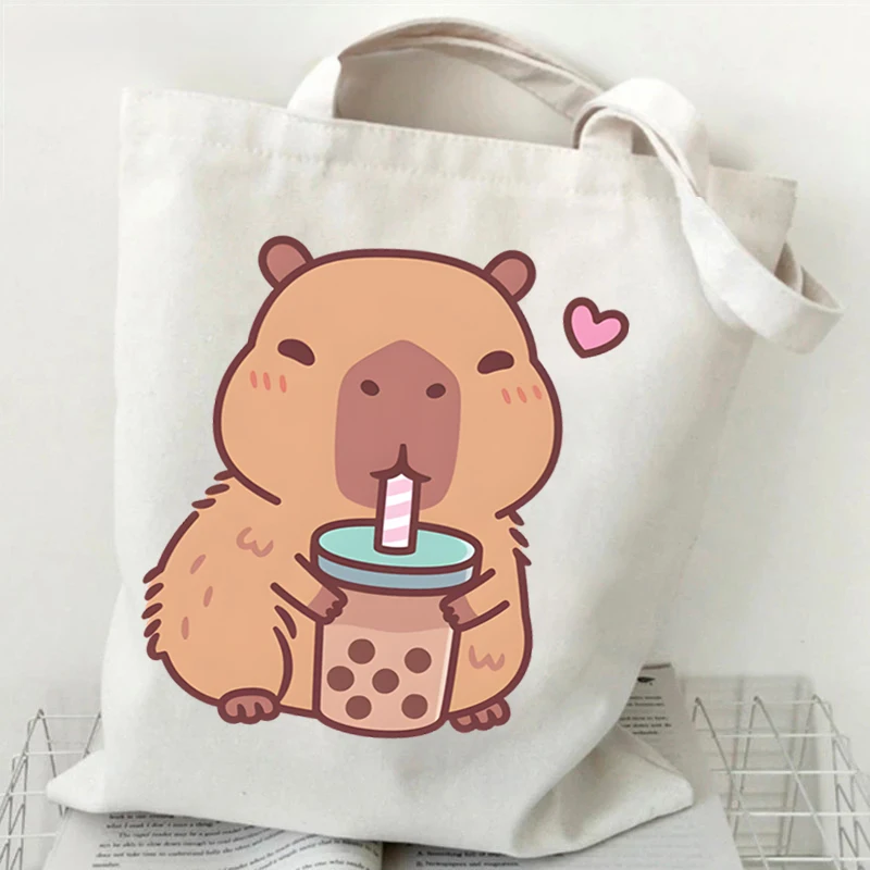 

Bobo Tea Capybara Graphics Women Handbags Harajuku Animal Shoulder Bag Fashion Cartoon Tote Shopping Bag Side Bag for Ladies