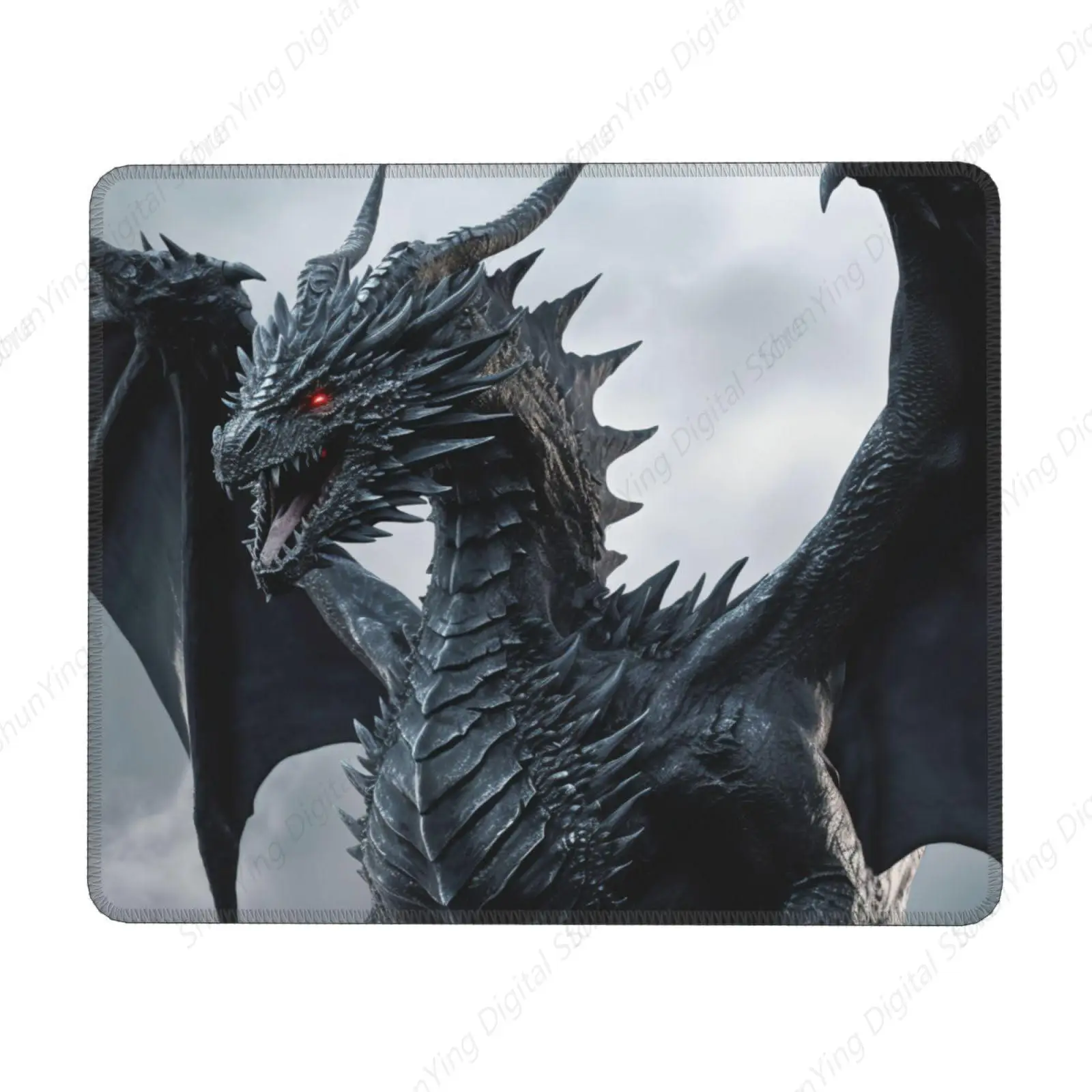 

Black Cool Dragon Mouse Pad Non Slip Rubber With Stitched Edges Suitable For Office Mouse Pads On Computers And Laptop 18*22cm