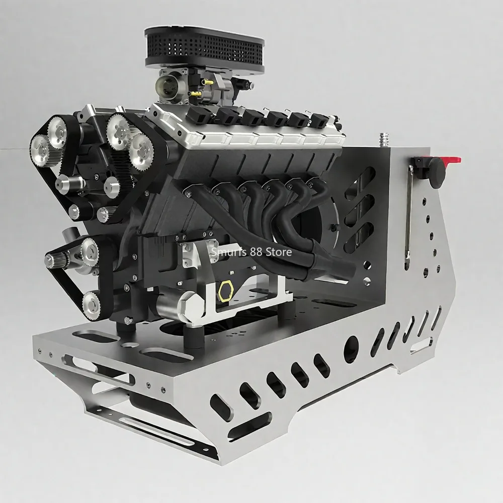 GS V12 Metal Engine Model 72CC 4-Stroke 12-Cylinder Gasoline Engine Model with Base 48-Valve Water-Cooled Electric Start Toys