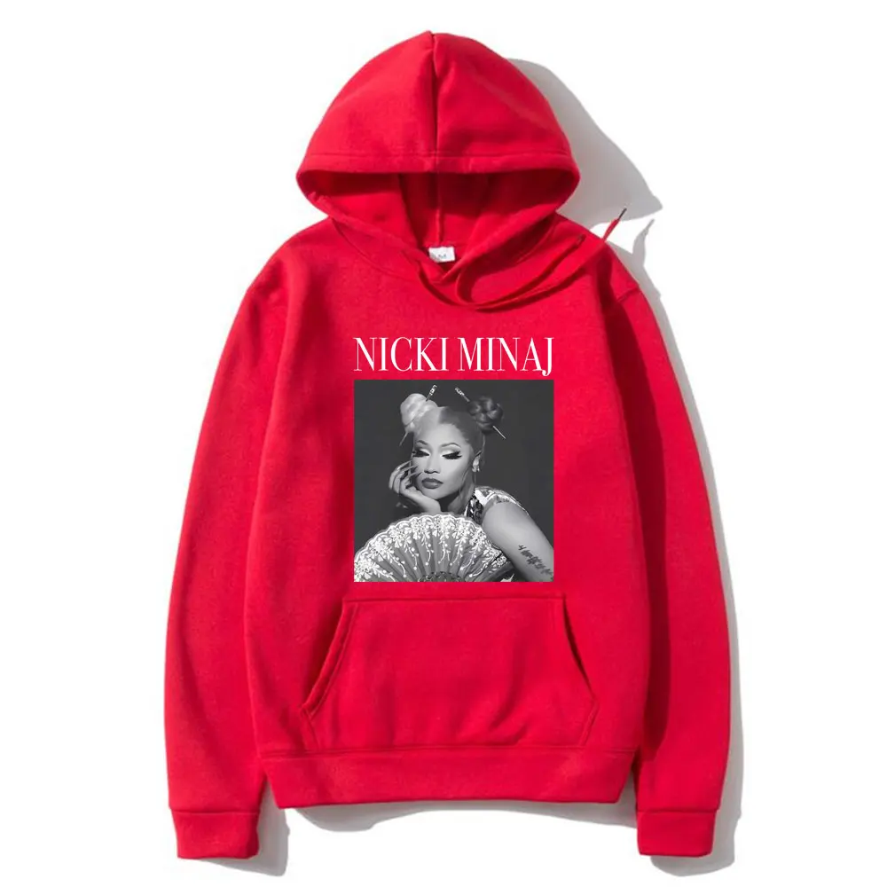 Rapper Nicki Minaj Red Ruby Da Sleeze Album Cover Print Hoodie Men Women Hip Hop Vintage Sweatshirt Unisex Fleece Cotton Hoodies