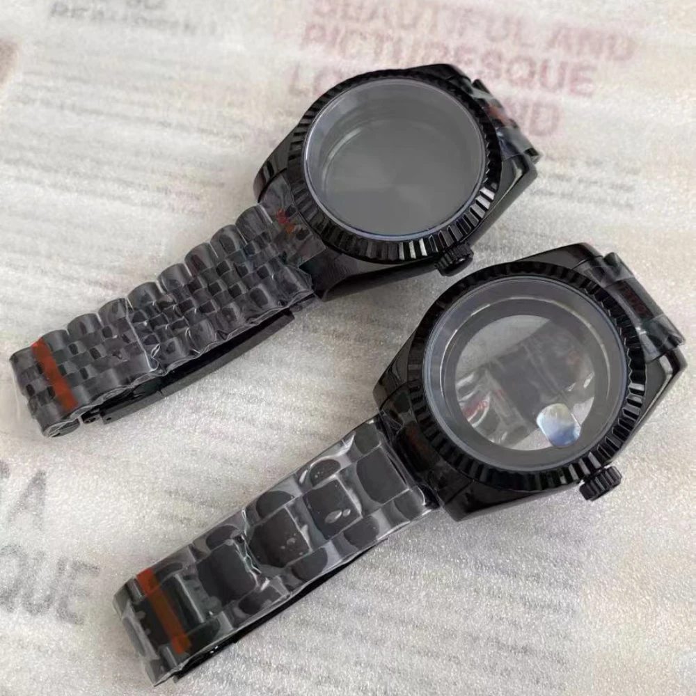 

36mm Sapphire Crystal Glass Black Oyster Perpetual Sapphire Glass Watch Case For NH35/NH36 Mechanics Movement Watch Accessories
