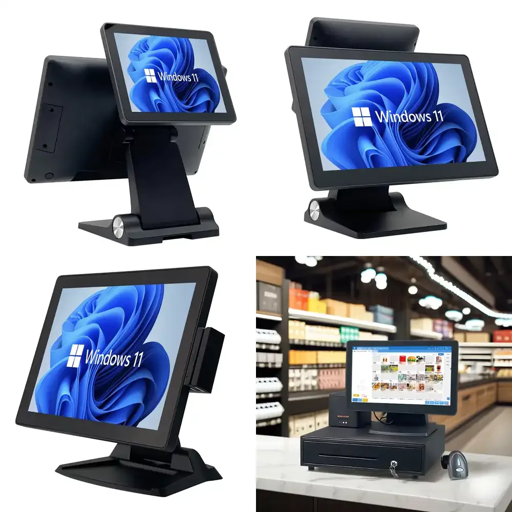 

15 inch and 9.7 inch Dual Screen Desktop Hardware POS System Windows Android All in One Cash Register