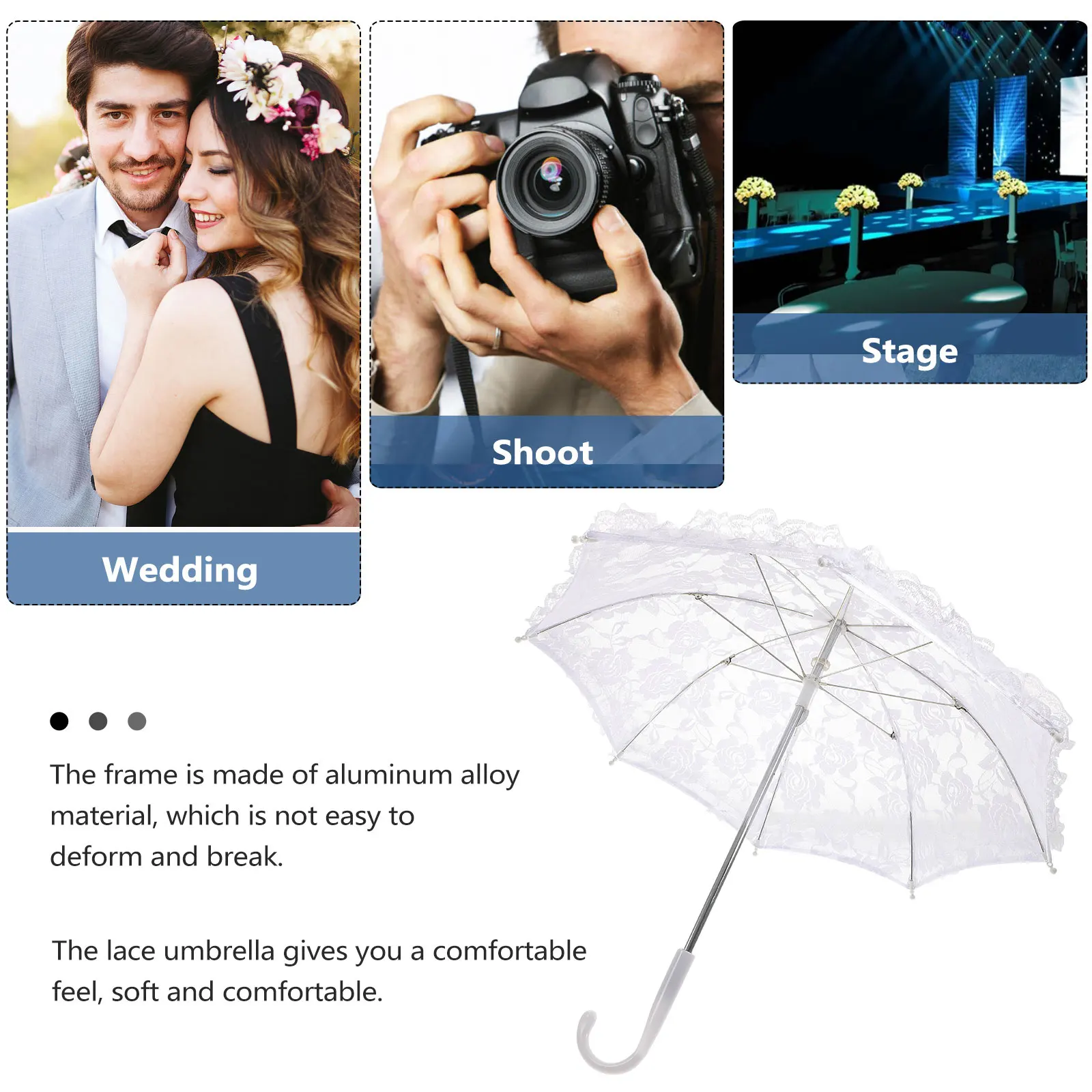 

White Lace Umbrella 51241 Parasol 42x50cm Wedding Photo Prop Decorative Girls Vintage Tea Party Accessories